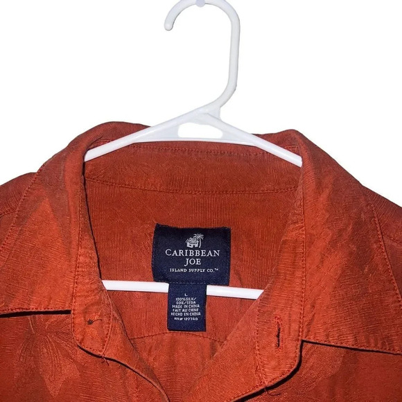 Caribbean Joe Island Supply Co. Silk Hawaiian Shirt Rust Large‎ - Picture 3 of 4